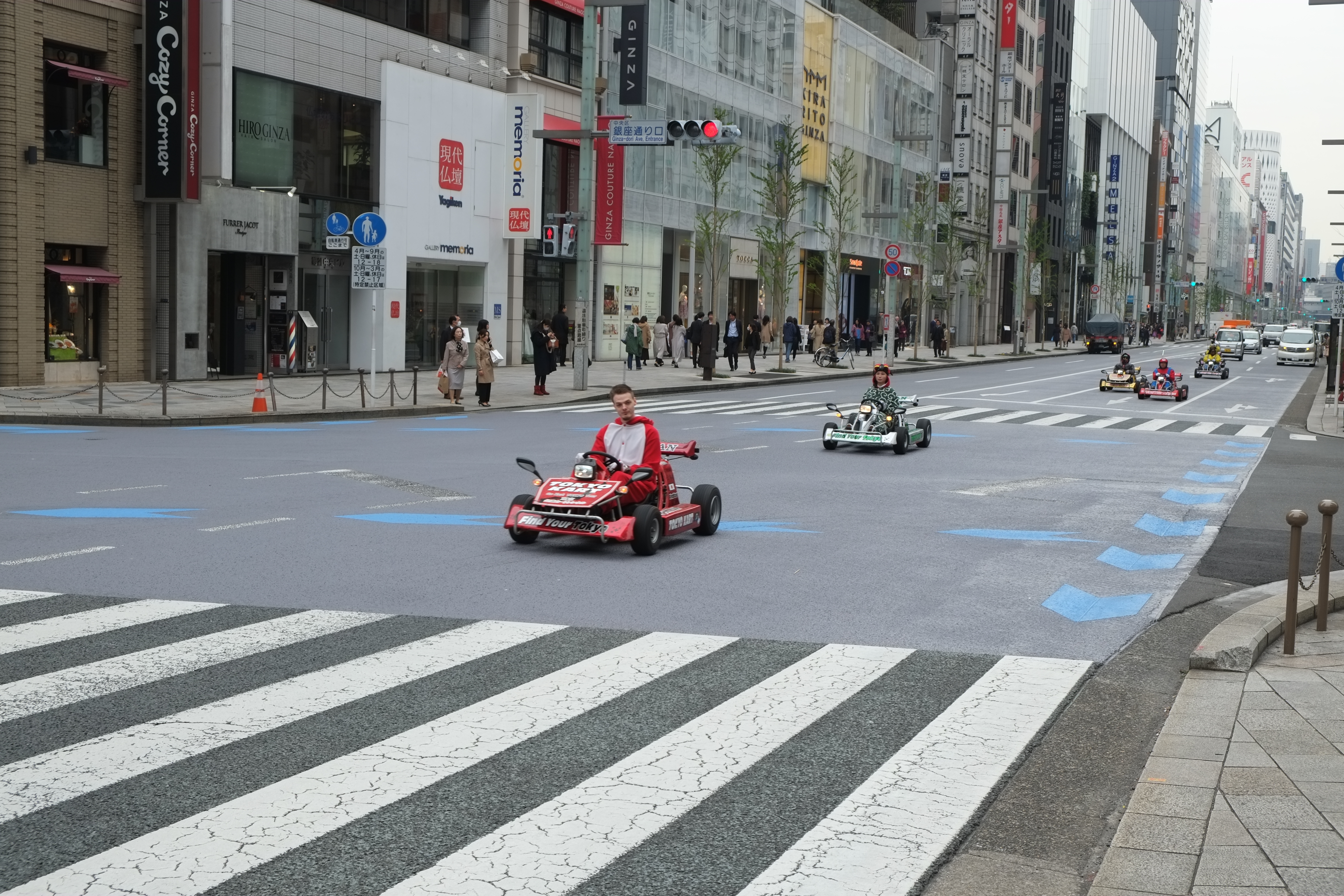 Ginza district Tokyo, super mario cart on the street of Japan